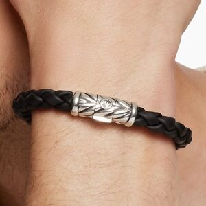David Yurman Silver and Black Braided Bracelet.#199